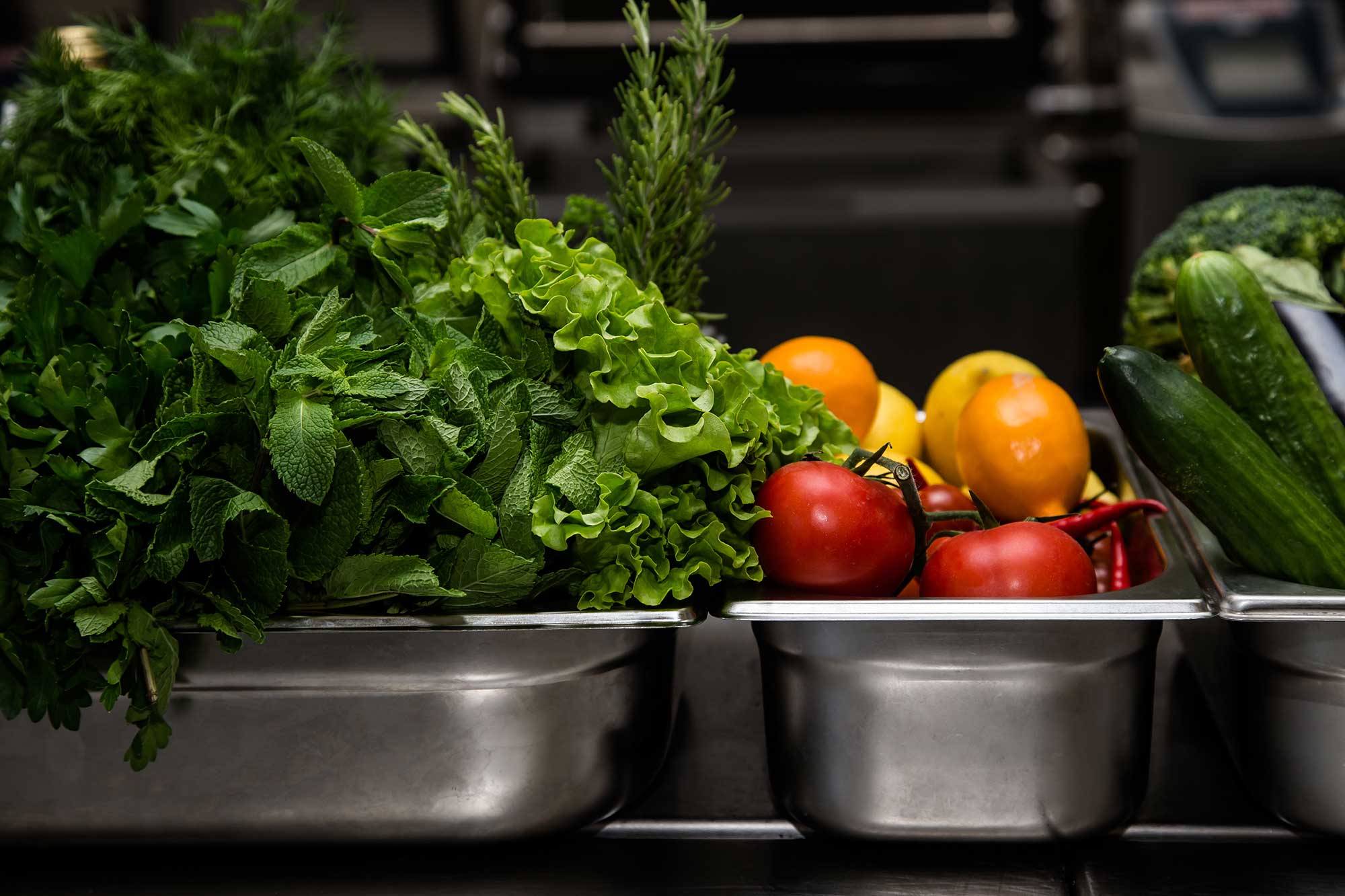 Image of fresh produce in professional kitchen
